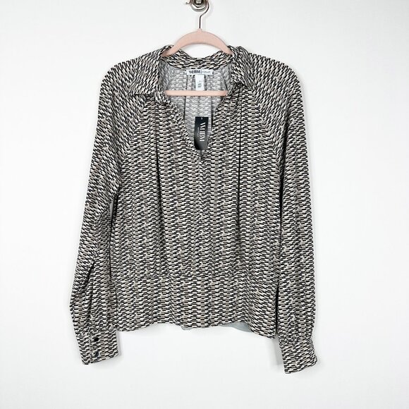 NWT White House Black Market Banded Collar Top Mini Blocks Ultimate Gray #WHBM17 - Picture 2 of 8